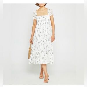 O.P.T. Tiered Cypress Midi Dress Smocked Bodice